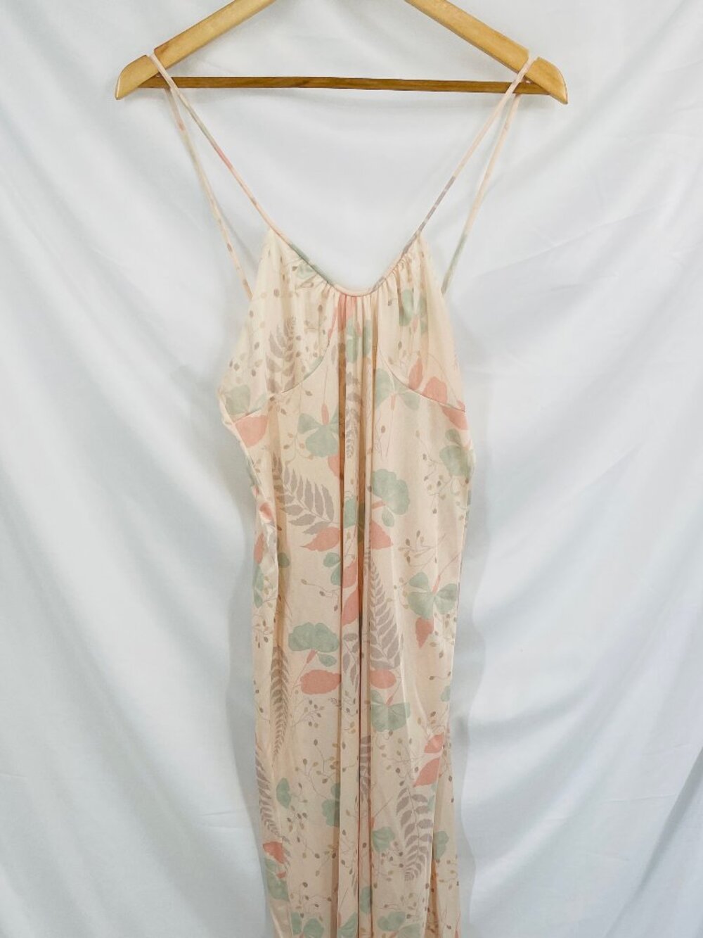 Vintage Rare Nylon Silk 1960s - 1970s Daffodil Spaghetti Strap A Line Long Dress